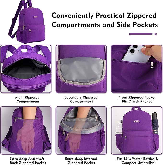 AOTIAN Lightweight Small Hiking Backpack for Women - Durable Water-Resistant Daypack for Travel, Camping & Outdoor Adventures