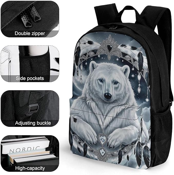 Rucksack Polyester Anti-Theft Multipurpose Hear Dreamcatcher Bear Mates Art Carry On Bag Large Capacity Travel and Sport Backpack Rucksack With Smooth Zippers