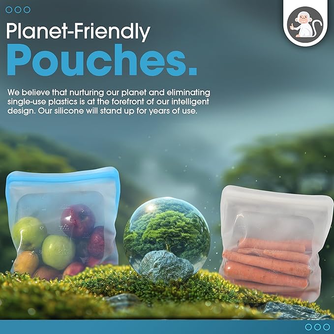 135oz. XXL Reusable Silicone Bag - 1 Gallon Freezer Bags for Food Storage, Meal Prep, Zero Waste, Kitchen Organization, Sous Vide, and Freezer Safe Containers (Extra Large, Blue)