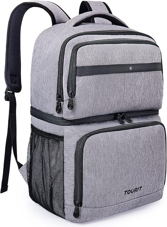 TOURIT Backpack Cooler with Double Decks, Insulated Cooling Bag for Lunch, Waterproof Lightweight for Men to Camping, Picnic, Hiking, Beach Park