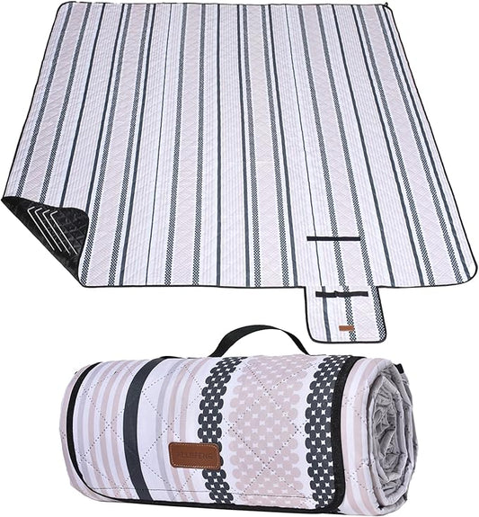 Oversized Waterproof Picnic Mat, Dustproof Washable Outdoor Beach Mat. Suitable for Camping, Outdoor, Beach, Party and Concert. (Dark Green & Light Brown, 80" x 80")