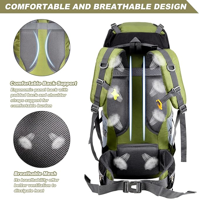 Night Cat Hiking Backpacks 90L Camping Backpacking Packs for Men Women Lightweight Outdoor for Mountaineering Traveling, No Internal Frame