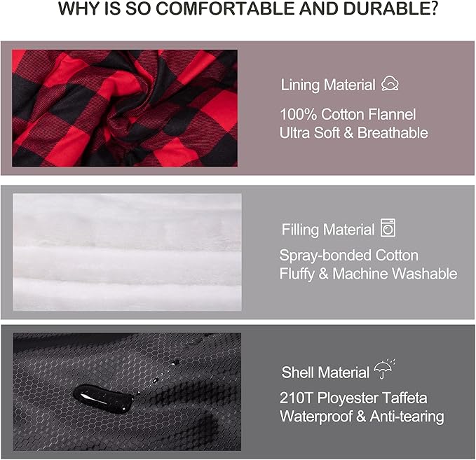 Cold Weather Sleeping Bag 100% Cotton Flannel XXL for Adults Big and Tall,Free Compression Sack