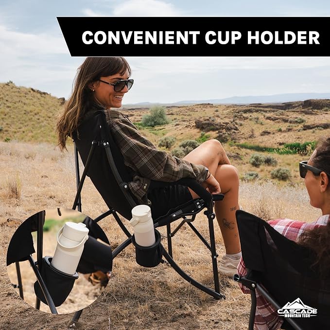 Cascade Mountain Tech Folding Camp Chair for Camping, Beach, Picnic, Barbqeues, Sporting Events with Carry Bag
