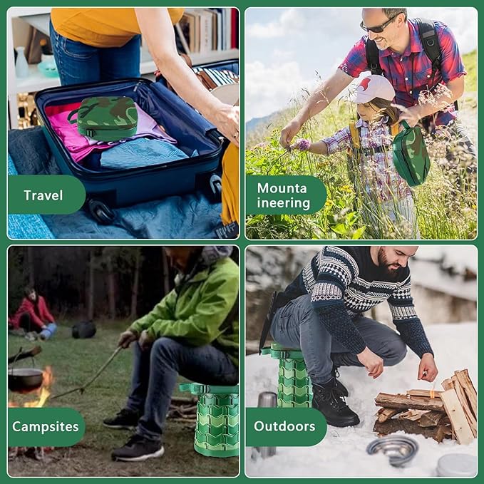Collapsible Stool Chair with Padded Cushion Seat, Easy Carry Portable Folding Stool for Adults, Quick-Fold Heavy-Duty Stool with Carry Bag for Camping, Fishing, Beach