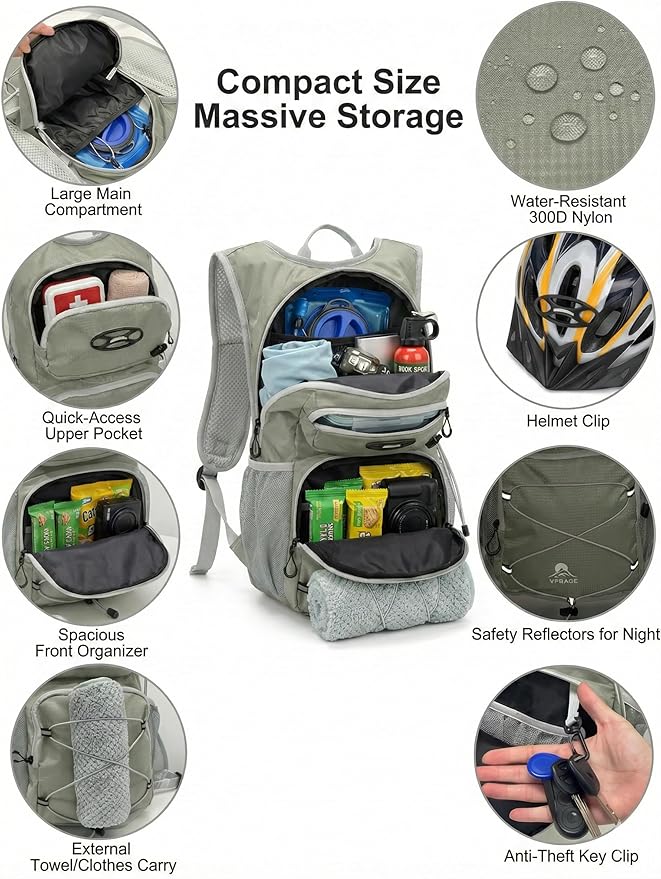 Hydration Hiking Backpack, Water Hiking Backpack, Hydration Backpack with 15l Water Bladder, Runinnng Backpack for Men Women for Cycling Campling