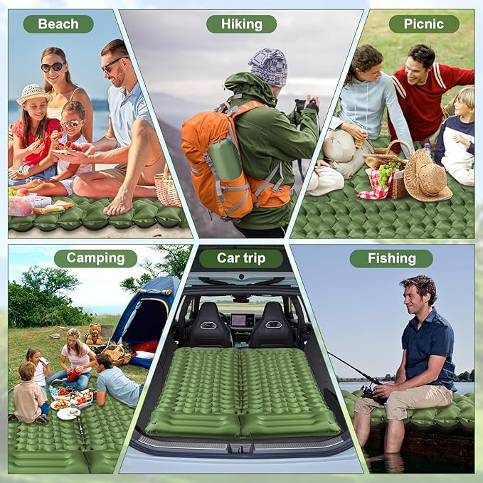 Ultralight Air Pad: 1.9lbs Camping Mattress with Pillow & Foot Pump - 4" Thick with One-Second Deflation for Easy Backpacking