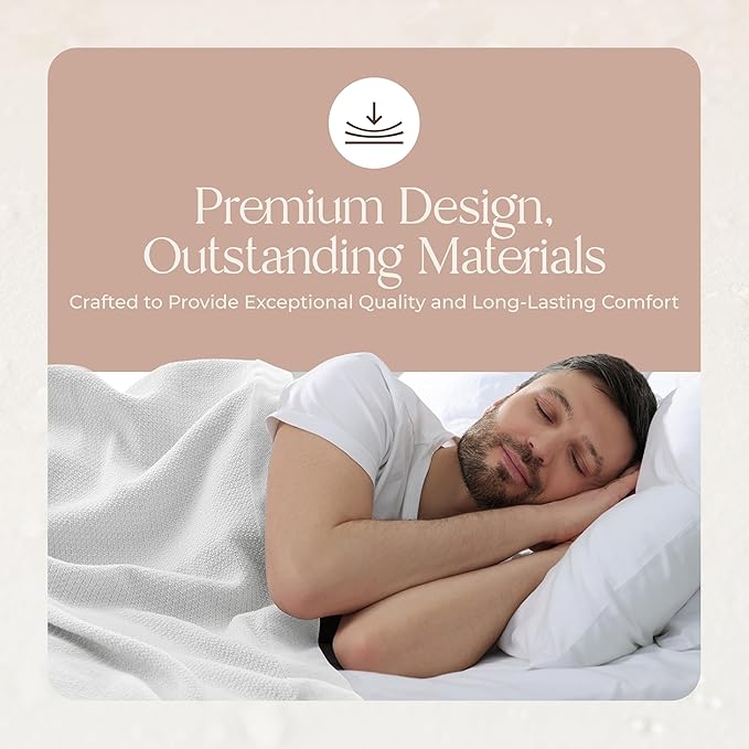 100% Organic Cotton Blanket - GOTS & Fairtrade Certified Organic Cotton Throw Blanket for Bed with Soft Warm & Breathable Single Knit Weave - Great as Bedspread or Coverlet (White, King/Cal King)