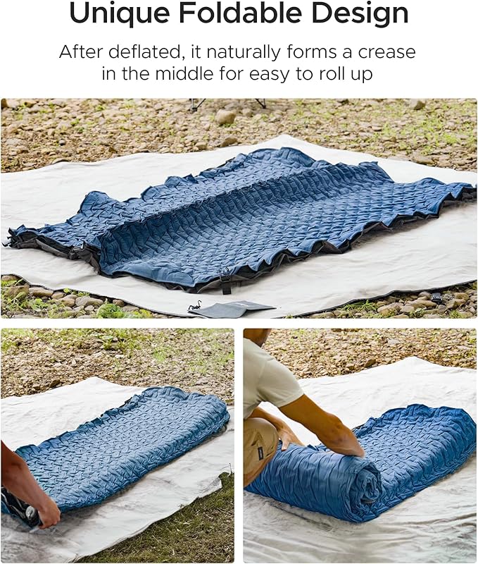 Acacia 4" Thick Self Inflating Sleeping Pad with Foam, Innovative Y-Shaped Telescopic Structure, Ultraportable Camping Mattress with Electric Pump, Outdoor Compact Air Mat for Tent Car Backpacking