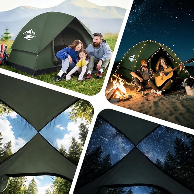 Tents for Camping 2/3/4 Person with Rainfly - Camping Tent Waterproof Windproof Easy Setup, Portable Double Layer Outdoor Dome Tent, Backpacking Tents for Adventure Backyard Hiking