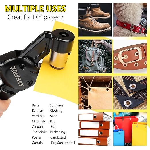 Heavy Duty Grommet Tool Kit of 1/2" 5/16" and 3/8",Multi Size Handheld Eyelet Tool Plier Rivet Press with 900 pcs Silver Grommets for Tarp Leather Fabric