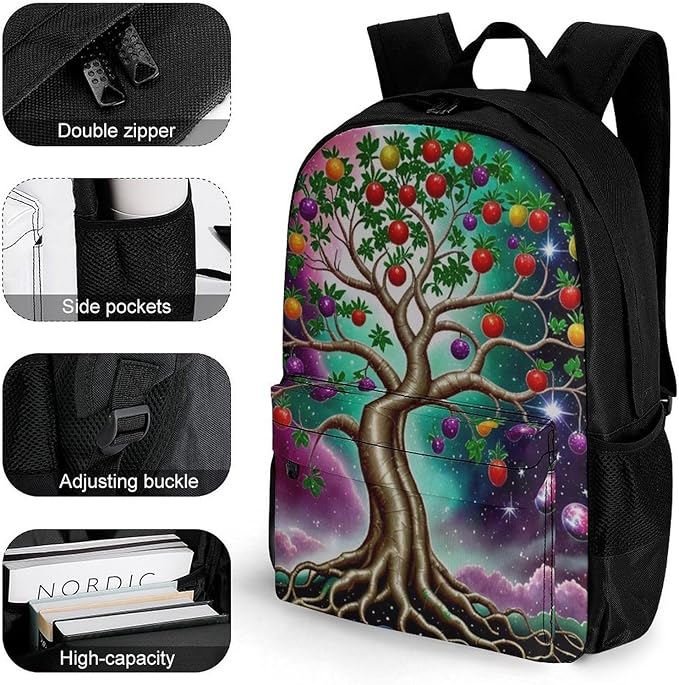 Daypack Lightweight Multipurpose Anti-Theft Mystery Tree Of Life Fantasy Magic Art Shoulder Bag Large Capacity Laptop Book Bag Rucksack With Adjustable Shoulder Straps
