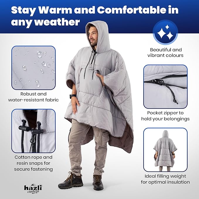 hazli Warm Camping Blanket - Stadium Blanket, Wearable Sleeping Bag Adult, Stadium Sack, Stadium Blankets for Cold Weather, Outdoor Sports Mom Essentials, Stadium Sak, Outdoor Blanket for Sports