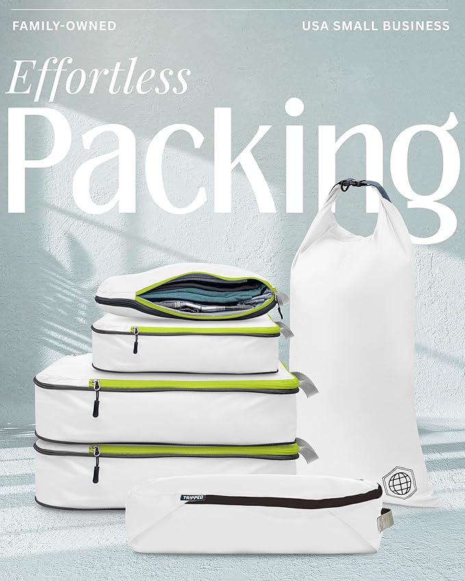 Compression Packing Cubes Set for Carryon Suitcases- Lightweight, Durable Clothes Organizer