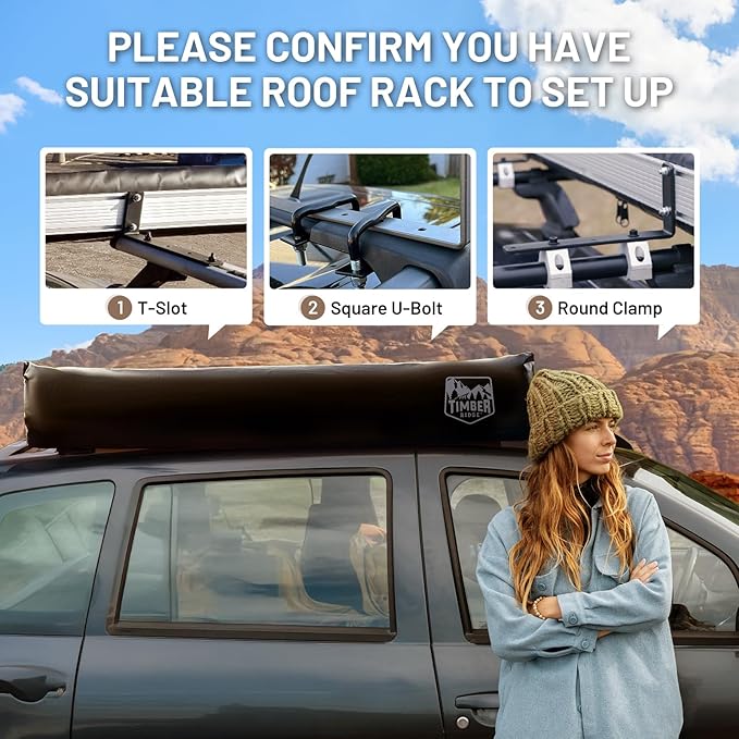 TIMBER RIDGE 19x9.8ft Retractable Car Awning with Blackout Coating, 186ft² Roof Rack Pull-Out Sun Shade Overland Camping, UPF50+ Waterproof Sun Shelter for Vehicle/Truck/Jeep/SUV/Van Grey