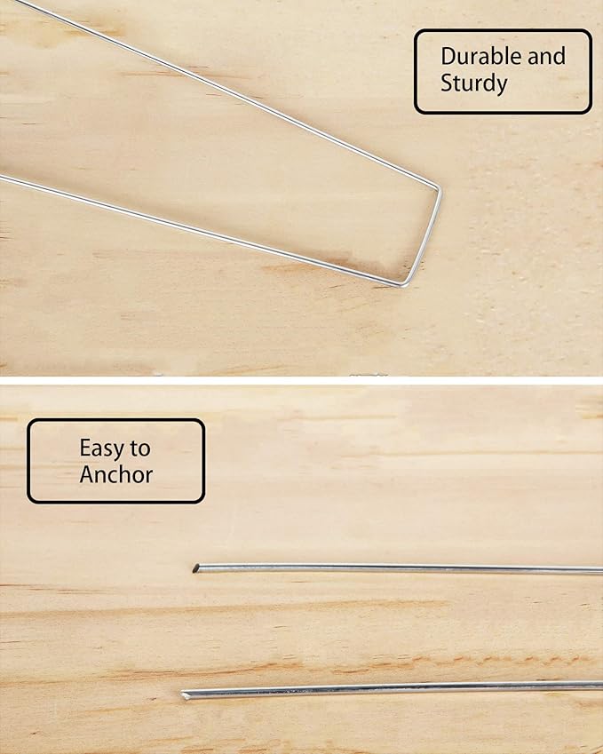 LANIAKEA Garden Stakes 8 Inch Metal Garden Staples 200 Pack Galvanized Landscape Pins Heavy Duty Landscape Stakes for Gardening Fence Landscape Ground Cover