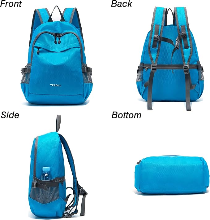 YZAOLL 20L Small Hiking Backpack Lightweight Day Packs, Packable Backpack for Women Men Travel Camping Vacation,Blue