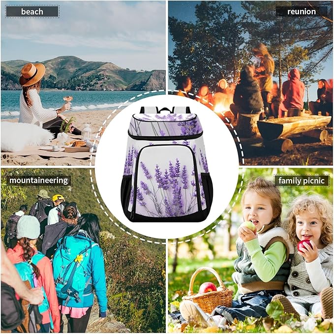 YETTASBIN Leakproof 36 Cans Cooler Backpack for Men Women - Lavender Insulated Backpack Cooler Large Capacity Waterproof Lunch Bag for Hiking, Camping, Beach, Fishing, Work