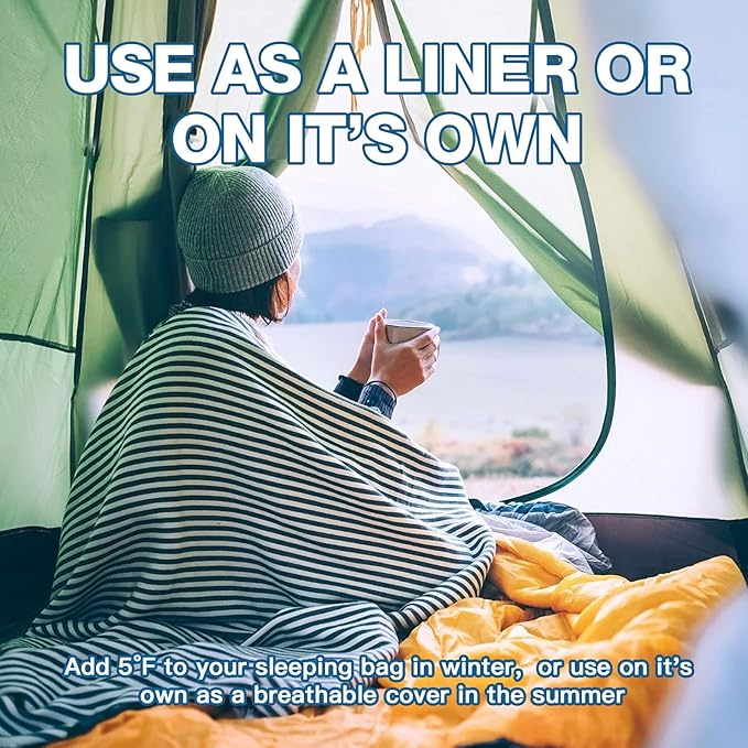 Sleeping Bag Liner, Travel Sheets & Adult Sleep Sack, Ultralight and Portable Summer Sleeping Bag - Ideal for Backpacking, Hotels and Hostels, Business Trips, Camping