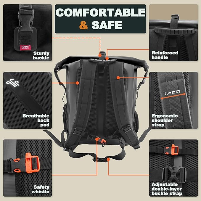 Waterproof Backpack Dry Bag 25L/35L/55L/85L – Heavy Duty Roll-Top Hiking Backpack Sack Keeps Gear Dry for Travel, Kayaking, Boating, Camping, Rafting and Fishing