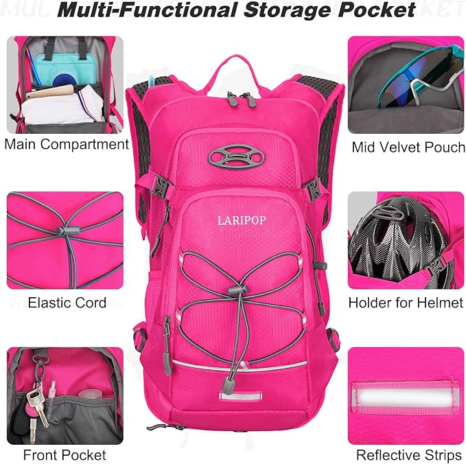 LARIPOP 18L Hydration Backpack with 2L Leak-Proof Water Bladder for Hiking Cycling Running Men Women