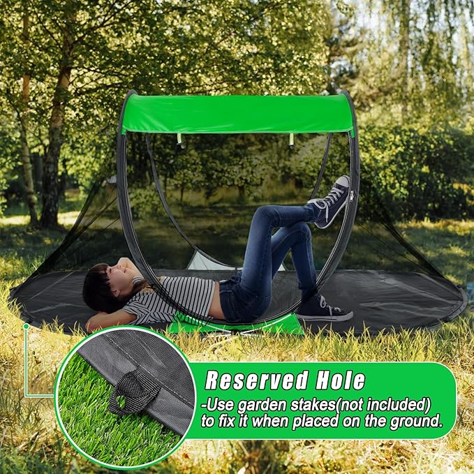 1 Person Pop-up Mosquito Tent for Camping - Breathable & Fine Mesh Camping Bug Screen Net with Carry Bag, 6ft Instant Portable Screen Tent for Teenagers Girl Boy Summer Scout Camp