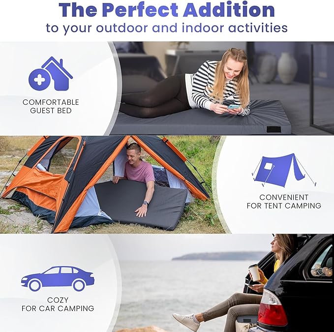 Hazli Matrix Comfort-Cell Memory Foam Camping Mattress Pad - Roll Up Mattress for Adults - Portable Cot Sleeping Pad for Camping - Floor Mat or Bed Roll for Car, SUV