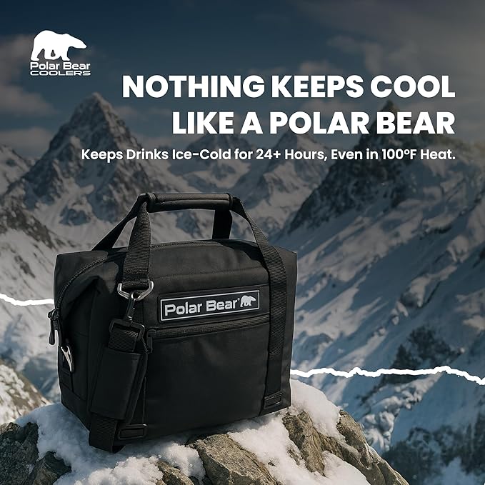 Polar Bear Coolers - Original Soft Cooler Bag - Insulated Leak Proof Beach Cooler Bag, Small Thermal Bags for Travel - Heavy Duty & Portable - Sweat Proof Picnic Carrier - Nylon