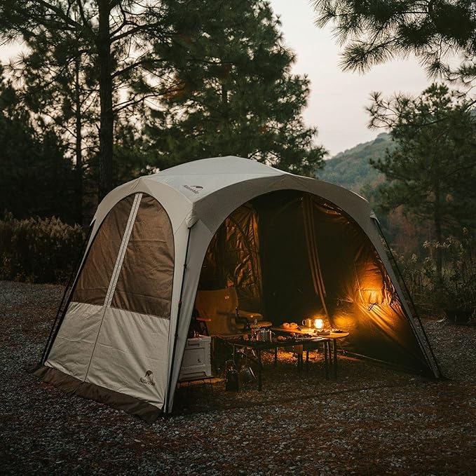 Naturehike Quarter/Hexagonal Camping Tent Canopy Sun Shade,Outdoor Tent for Camping,Fishing,Picnics, Canopy Available with Ground Cloth,Door Curtains,Tent Connector(Door Curtain, Large)