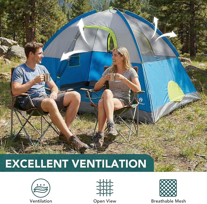OLIXIS Camping Tent 2/4 Person, Waterproof Windproof Dome Tent with Multi-Directional Ventilation, Quick 5 Min Setup for Family Outdoor, Backpacking, Hiking