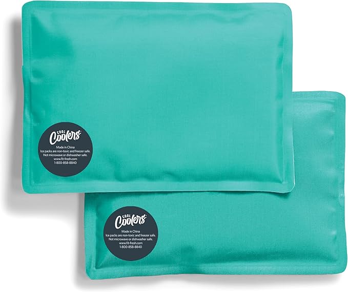 Fit & Fresh Cool Coolers 2 Pack Soft Ice for Lunch Bags, Flexible Stretch Nylon, Durable, Reusable Lunch Box Ice Packs, Ice Packs for Lunch Boxes, Reusable Freezer Packs, Easy to Clean, Teal