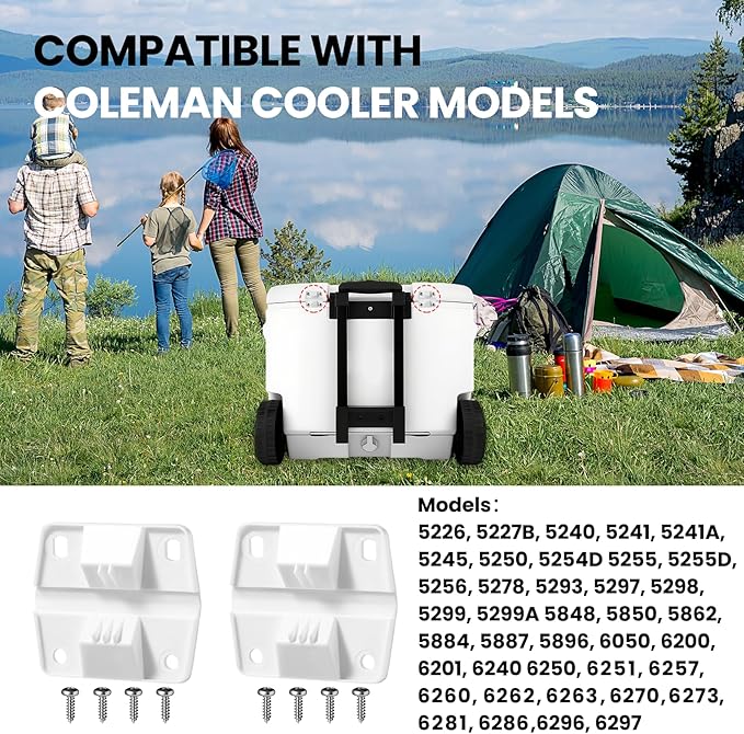 Cooler Plastic Hinges Replacement (6 Pack) Fit for Coleman Coolers Parts, Cooler Hinges Kit for Rubbermaid Parts Ice Chest (with Screws)
