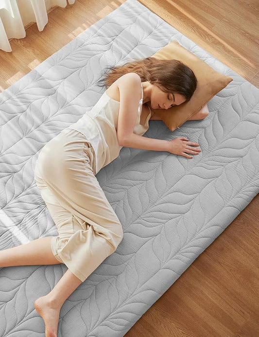 ZonLi Japanese Floor Mattress Futon Mattress Full Size, 4" Thicken Roll Up Tatami Mat 100% Cotton Washable Cover, Portable & Foldable Floor Bed Mattress for Sleeping, Dormitory, Adult Kids, Grey