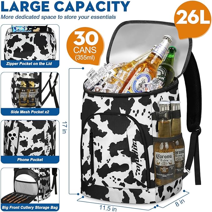 Capolo Cooler Backpack for Men Women Insulated Backpack Cooler Leak Proof Thermal Bag Beverage Soft Cooler Bag Lunch Backpack for Camping 30/45 Cans