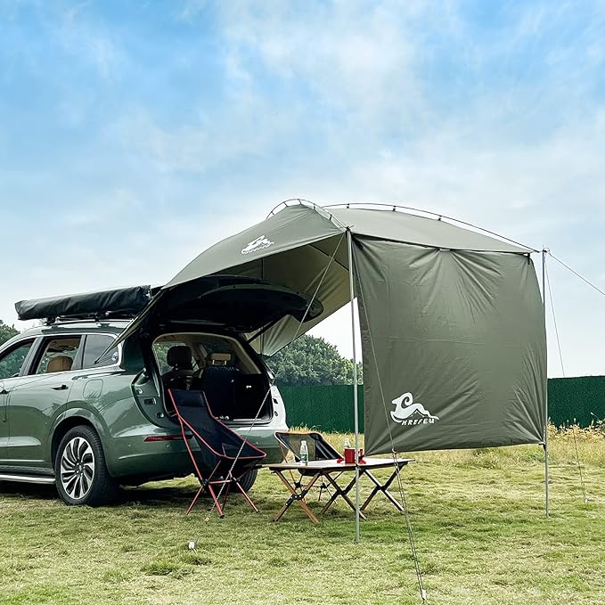 SUV Tailgate Tent with Awning,Waterproof 3000MM UPF 50+,Tailgate Shade Awning Tent for Full Size SUV/Van/MPV/CUVCamping (Large Size)