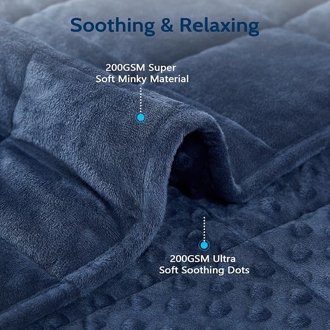 L'AGRATY Weighted Blanket for Adult - 60"x80" 22lbs Minky Dots Heavy Blanket with Glass Beads Soft Breathable for All-Season Summer Fall Winter Thick Comfort for Sleeping