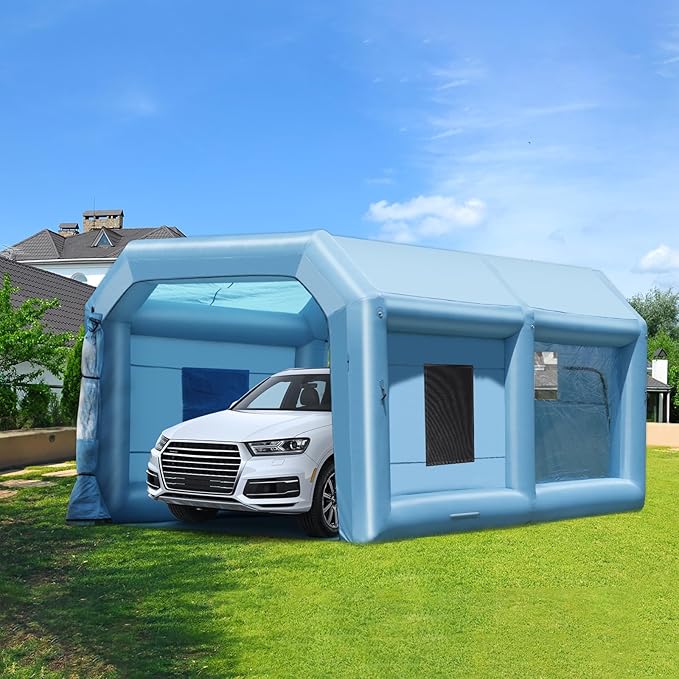 VEVOR Inflatable Paint Booth, 21 x 13.5 x 9.8 ft Inflatable Spray Booth, with 1100W Powerful Blower and Air Filter System, Large Furniture Painting, Portable Car Paint Booth for Medium-Sized Vehicles