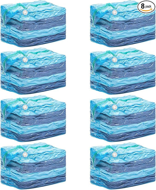 TAILI 8 Pack Vacuum Storage Bags, Jumbo Cube (31x40x15 Inch), Extra Large Vacuum Seal Bags for Clothing, Comforters, Blankets, Bedding, Sweater, Space Saver, Closet Organizers, Blue