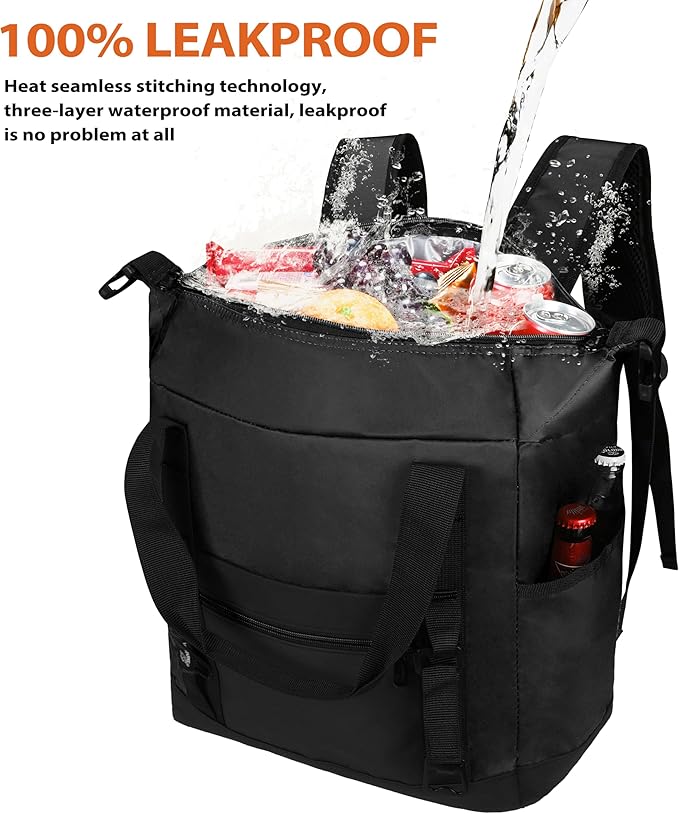 36 Cans Backpack Cooler, Leakproof Collapsible Soft Camping Insulated Cooler Bag, Waterproof Durable Cooler Backpack for Travel, Camping