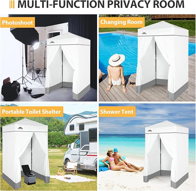 EAGLE PEAK Flex Ultra Compact 4x4 Pop-up Canopy, Sun Shelter, Changing Room, Portable Privacy Canopy Cabana for Pool, Fashion Photoshoots, or Camping, White