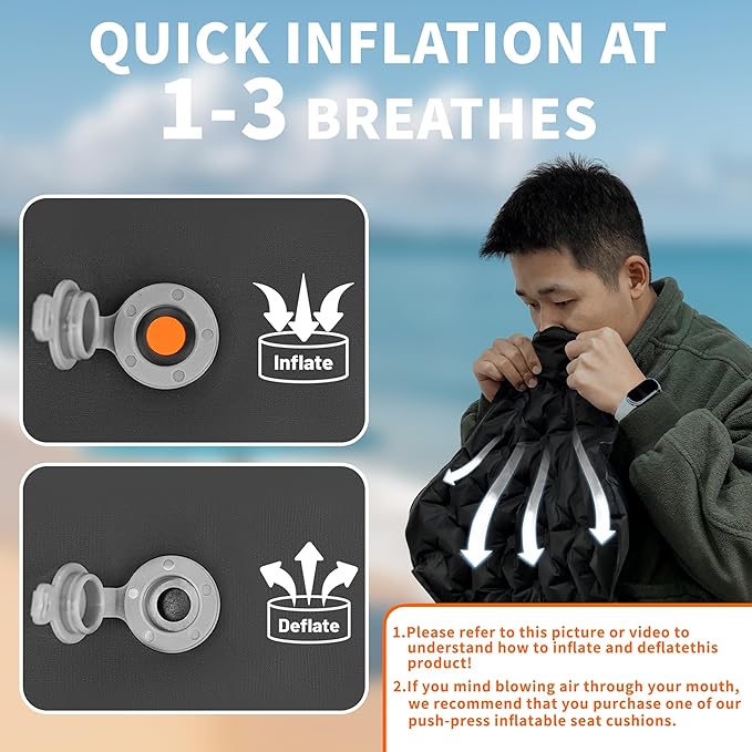 ONTYZZ Inflatable Seat Cushion Lightweight Stadium Seat Pad Travel Air Seat Cushion for Hiking Office Airplane Stadium Car