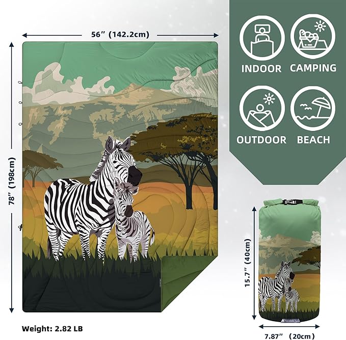 Camping Blanket Puffy - Outdoor Stadium Blanket Wearable, Lightweight, Packable, Machine Washable Camping Quilt for Traveling, Picnic, Beach, Party