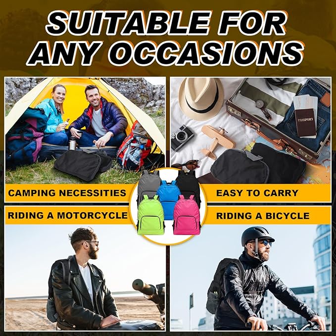 Dunzy 100 Pcs 20l Foldable Backpacks Bulk Lightweight Basic Back Pack Wholesale for Homeless Donation Corporate Events Travel Camping (Multicolor)