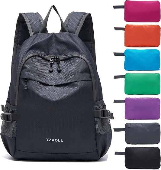 YZAOLL 20L Small Hiking Backpack Lightweight Day Packs, Packable Backpack for Women Men Travel Camping Vacation,Gray