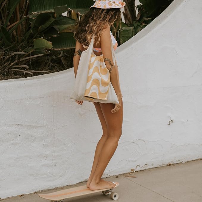 Nomadix Mini Towel - Perfect for Beach, Pool, Travel, Camping, Yoga - Made with Recycled Materials - Super Absorbent - Sand Resistant - Copacabana Mango - 16" x 40"