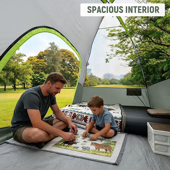 Tents for Camping 6 Person Tent Waterproof Windproof Double Layer Family Camping Tent, Easy Setup Dome Tent with Large Mesh Windows & Wider Door for Outdoor Camping & Hiking