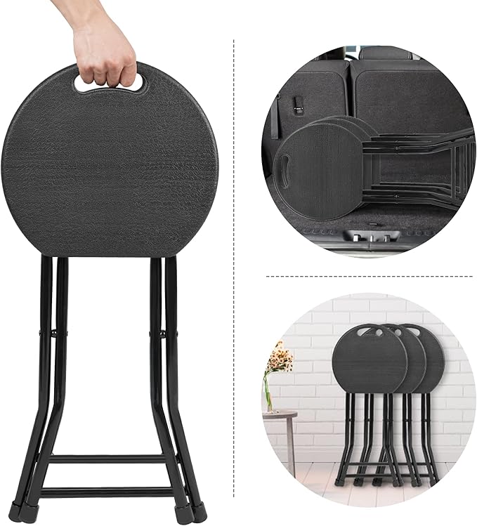 Folding Stool with Handle, Folding Chair,Folding Bar Stool with Non-Slip Feet,Indoor and Outdoor Foldable Stool for Adults(13"×11.5"×18")