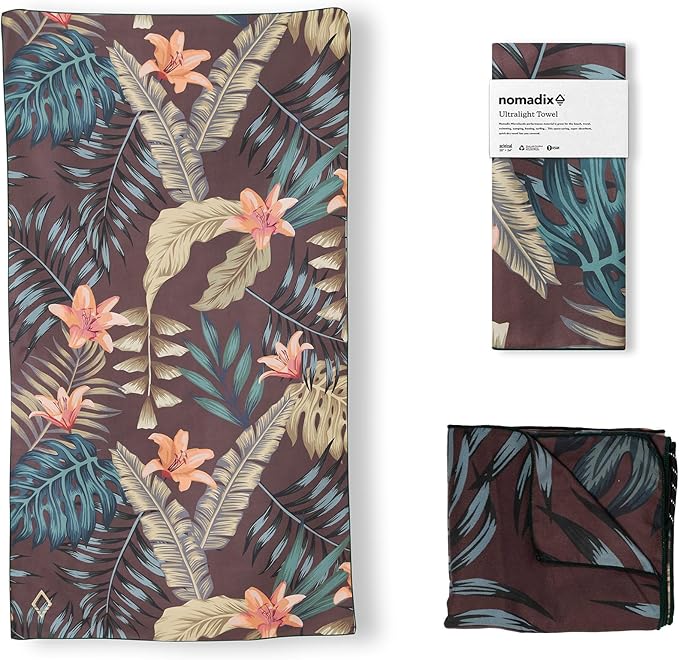 Nomadix Ultralight Towel - Quick Dry & Super Lightweight - Perfect As A Pack Towel to Save On Space - Made with Recycled Materials - Palms Night - 30x54