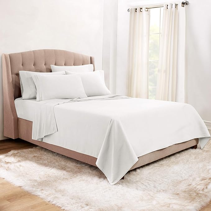 Clara Clark Queen Sheets, 6 Piece Set - Hotel Luxury Sheets for Queen Size Bed, Super Soft Bedding Set, White