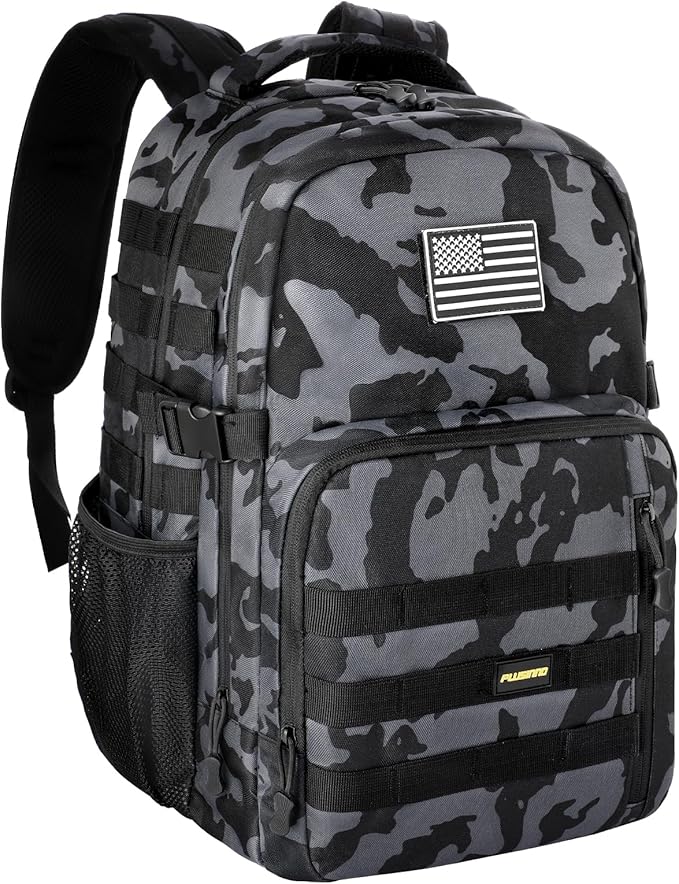 PLUSINNO Tactical Backpack, 40L Water Resistant Military Backpack, gym backpack for men, Laptop Backpack, Large MOLLE Tactical Bag, 3-Day Bug Out Bag For Work Camping, Hiking with Molle System